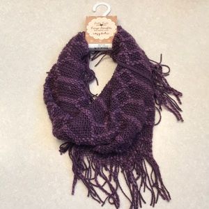 NEW Britt’s Knits Infinity Scarf Purple Fringe!!